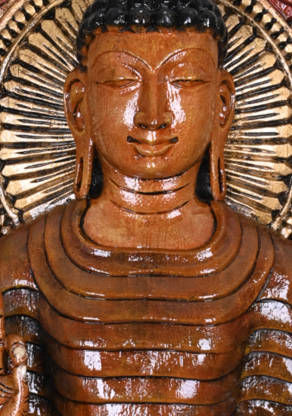 standing Buddha statue wooden 