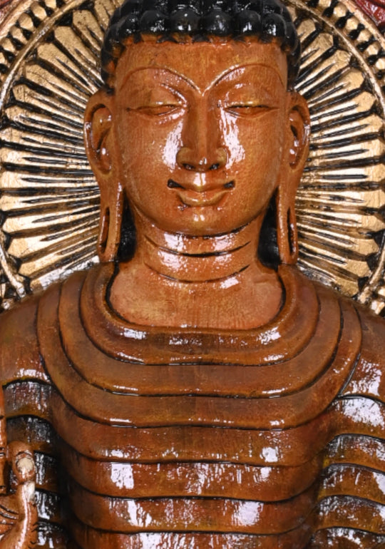 standing Buddha statue wooden 