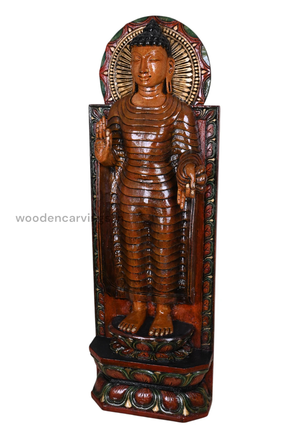 Gauthama Buddha Standing  Wall  Wooden  36"