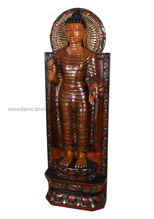 Gauthama Buddha Standing  Wall  Wooden  36"