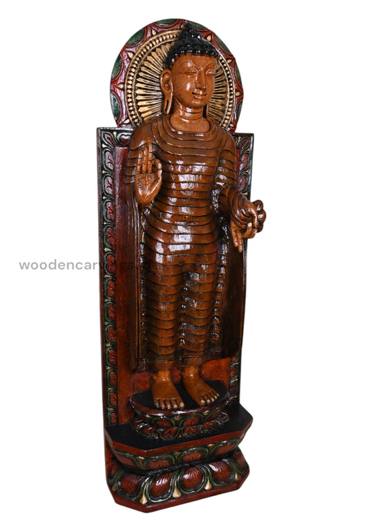 Gauthama Buddha Standing  Wall  Wooden  36"
