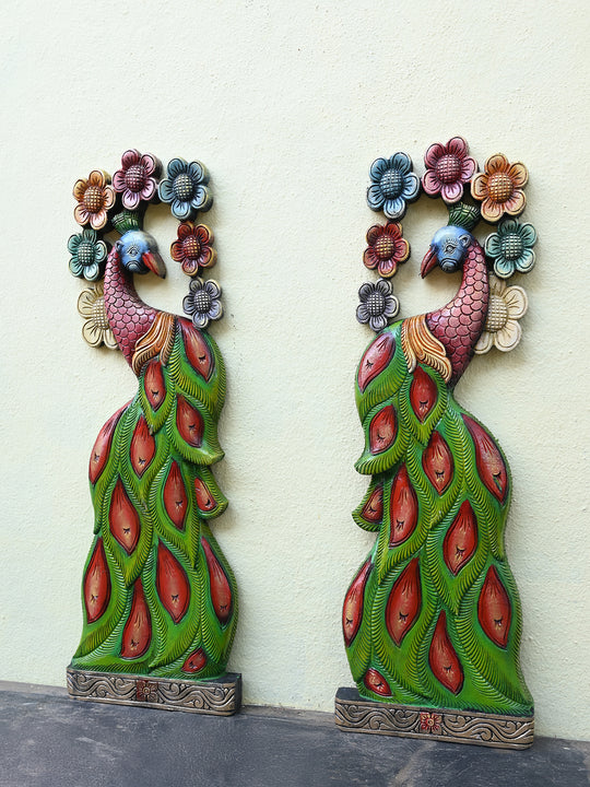 Wooden Peacock Wall Frame