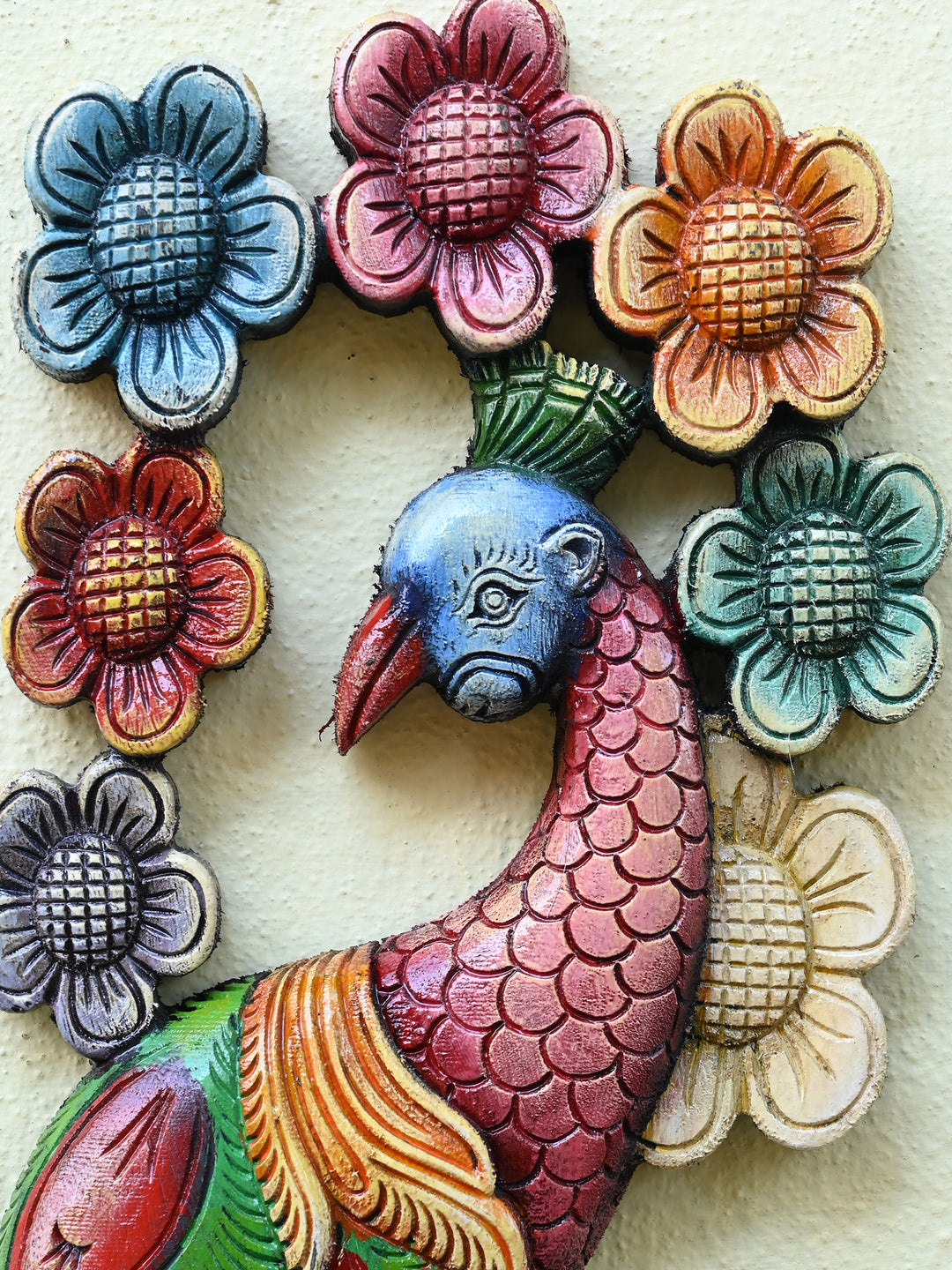 Wooden Peacock Wall Frame-36"