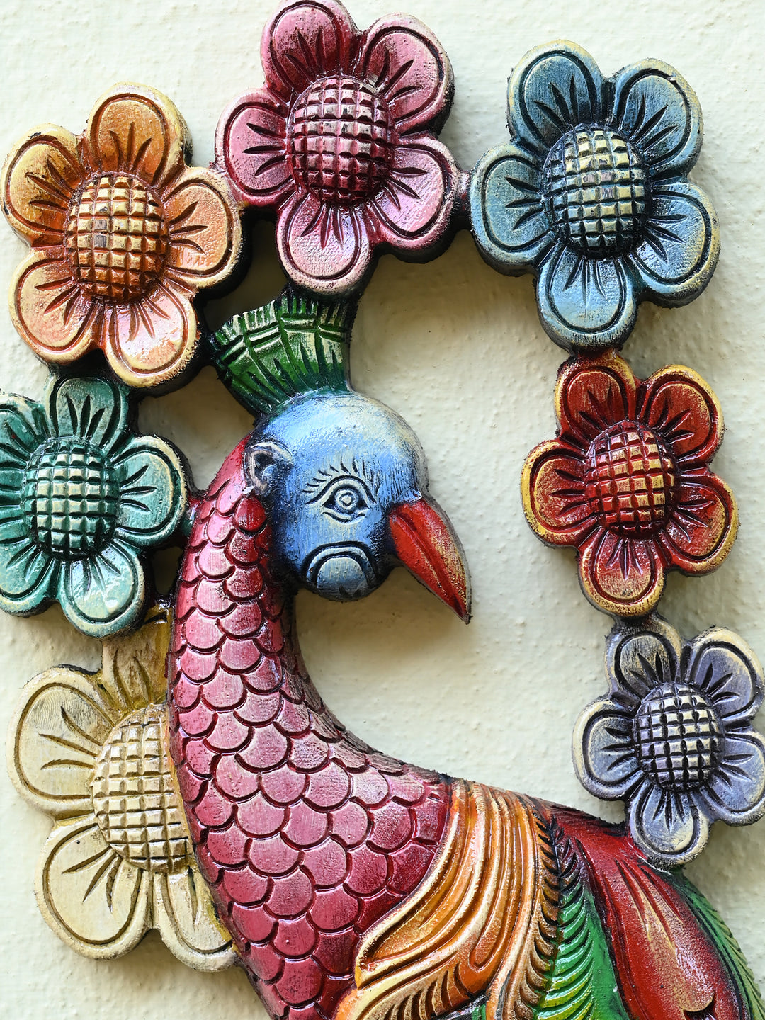 Wooden Peacock Wall Frame-36"