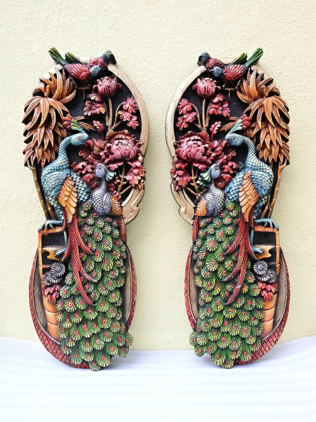 Peacock wooden wall hangings