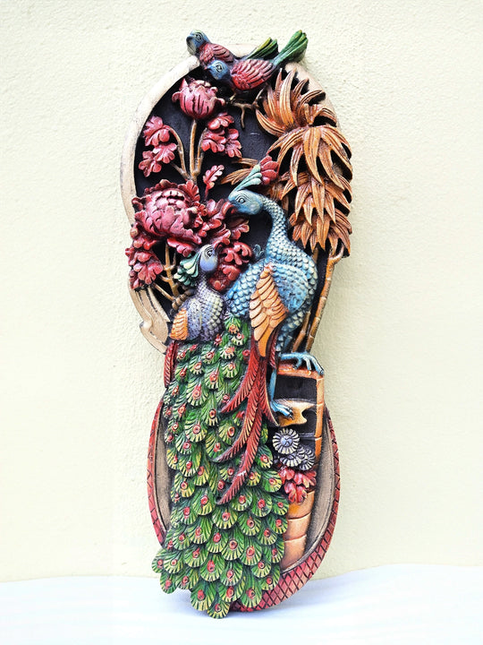 Decorative Paired Peacock Wall Hanging 30"
