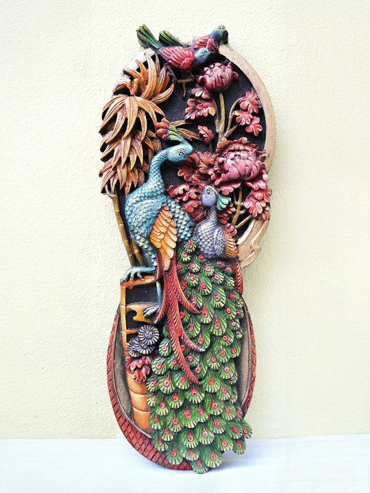 Decorative Paired Peacock Wall Hanging 30"