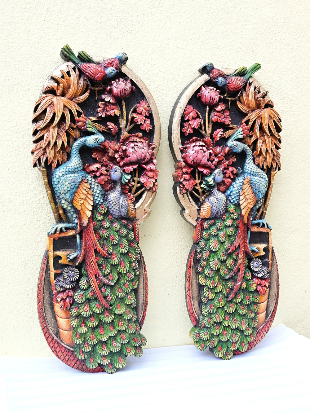 Peacock wooden wall hangings