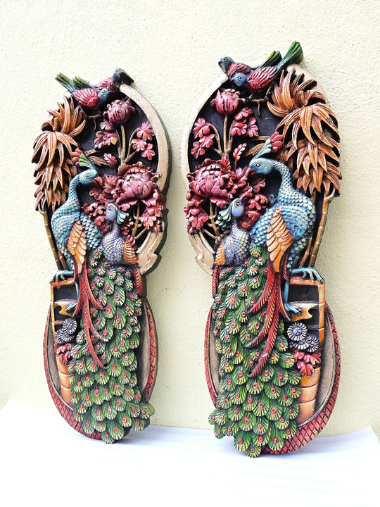Peacock wooden wall hangings