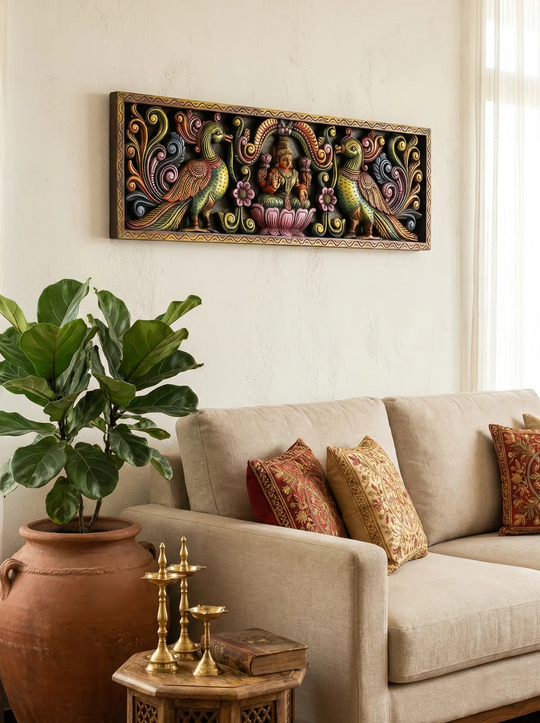 Mayura Gajalakshmi Decorative Wooden Panel 36"