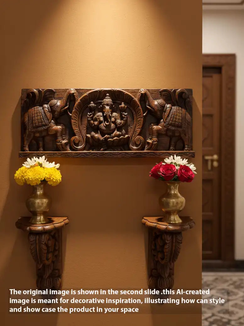 wooden gaja vinayaga panel