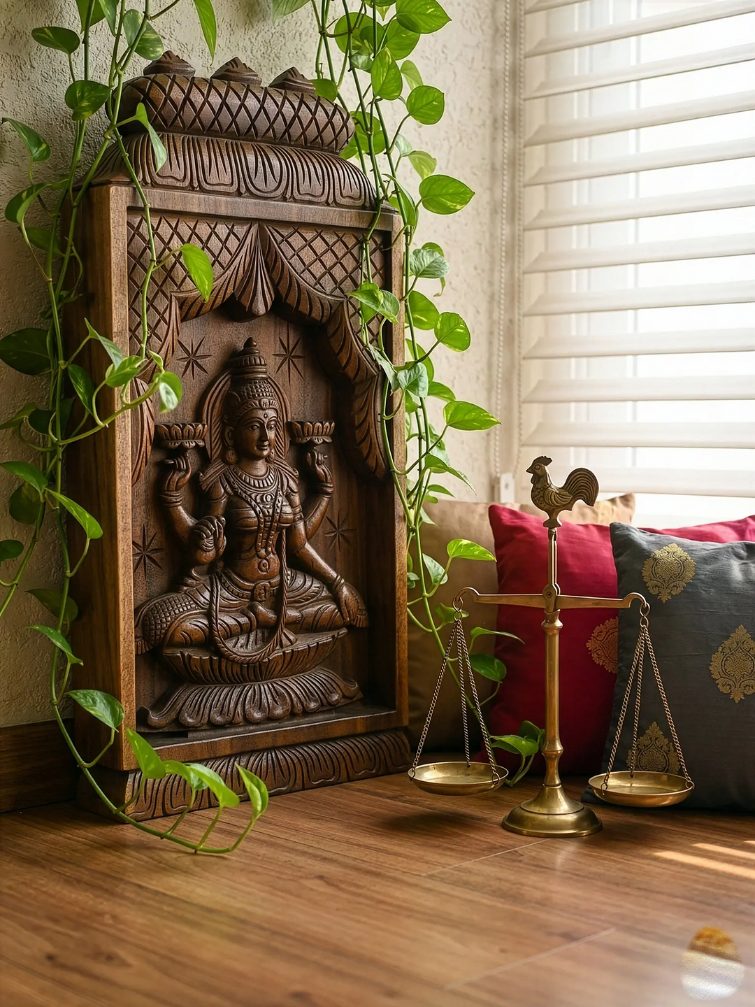  wooden goddess Mahaakshmi wall mount 