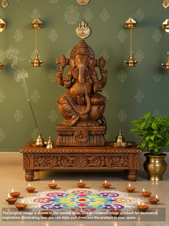 Wooden ganesh idol