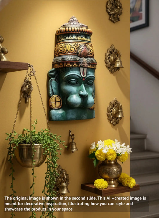 wooden hanuman bust wall mount