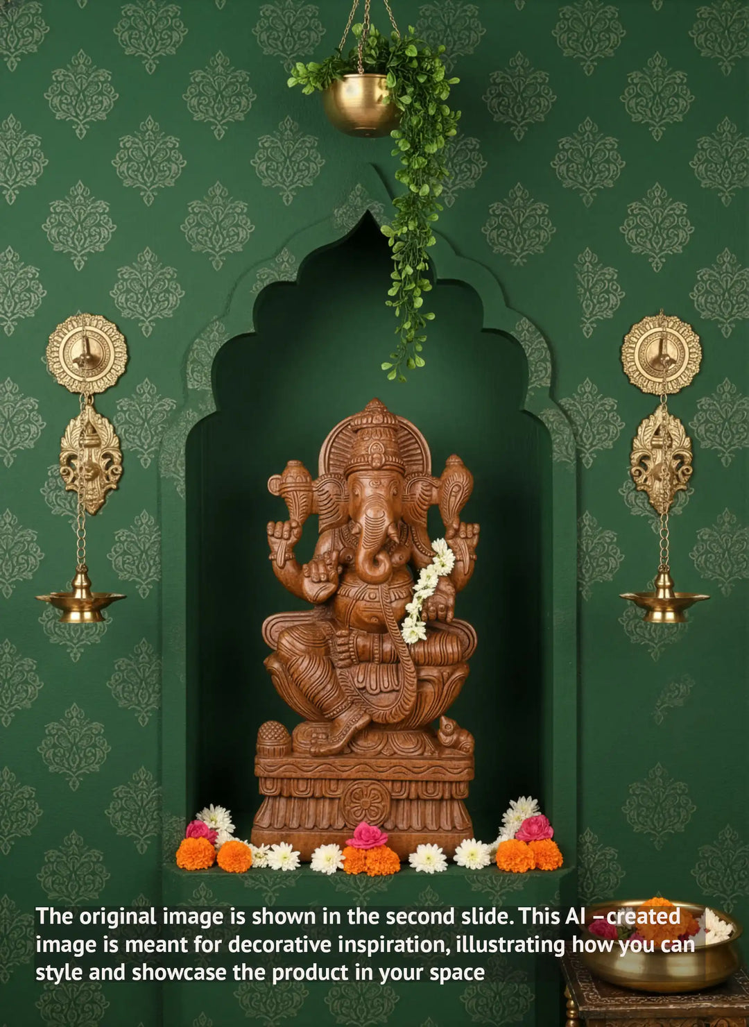 Wooden Ganapati Sculpture