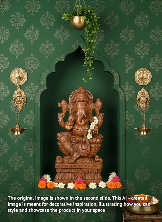 Wooden Ganapati Sculpture