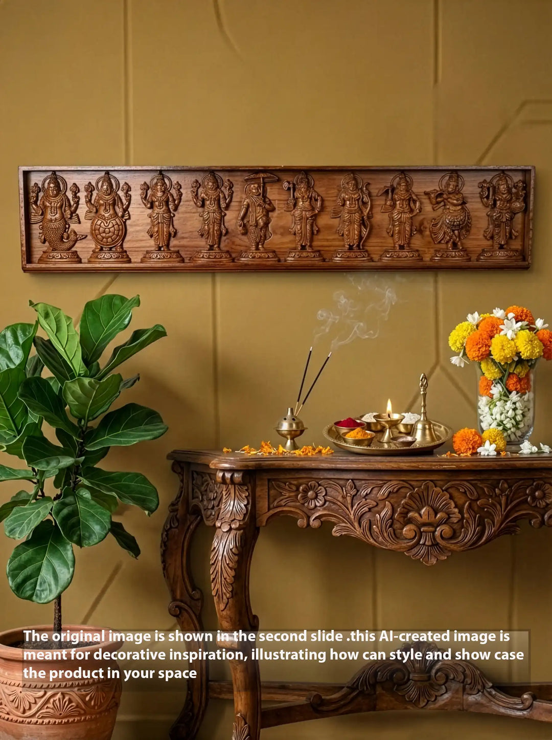 wooden dashavatharam wall panel