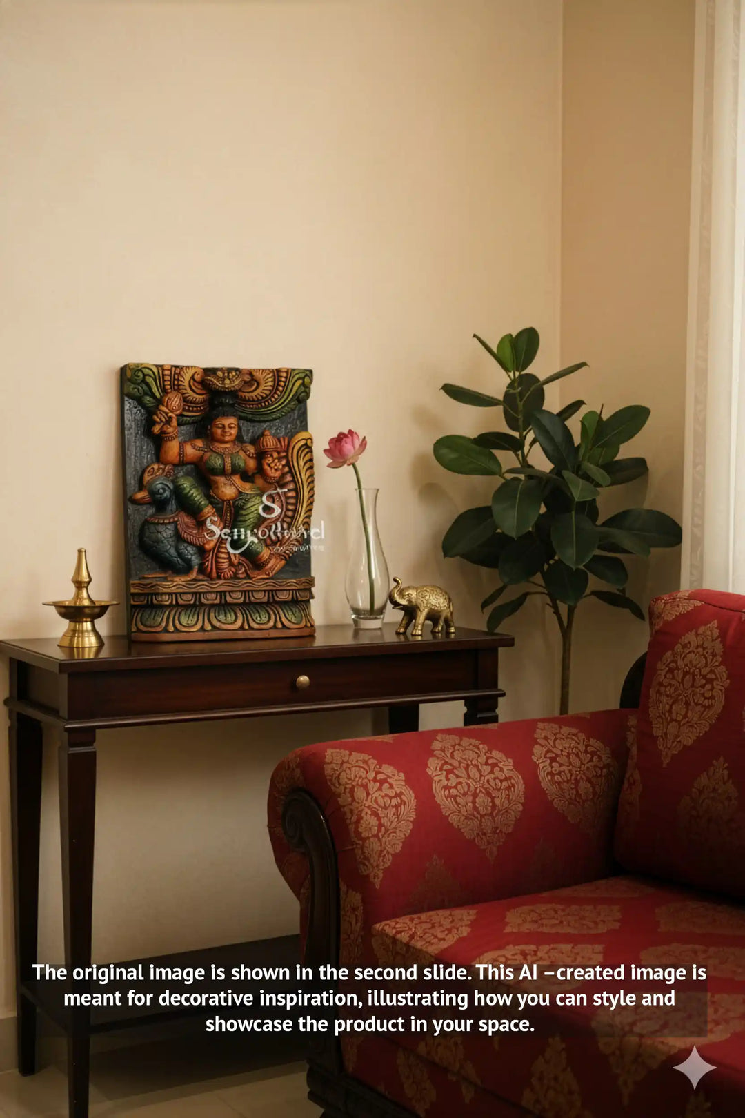 wooden Goddess saraswathi wall mount