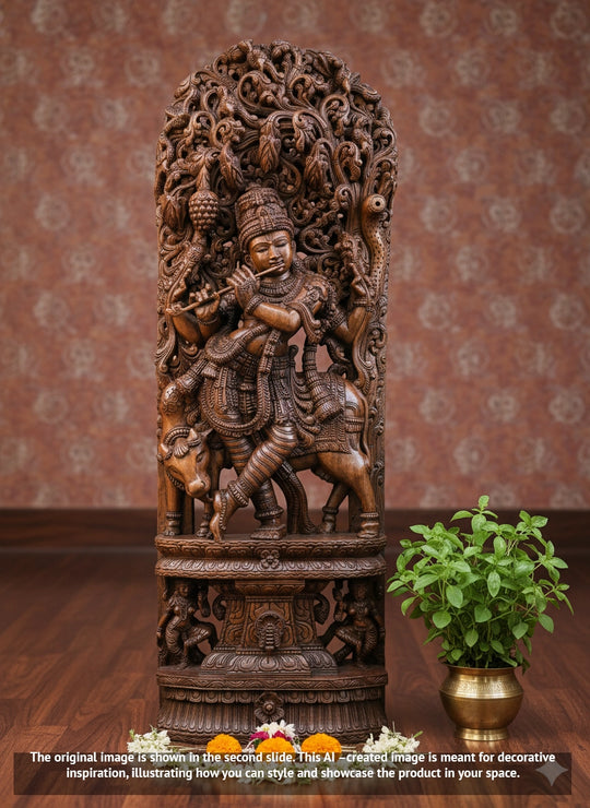 Wooden Lord Krishna Jaliwork