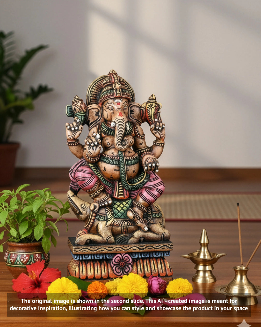 Wooden Lord Ganapathi statue