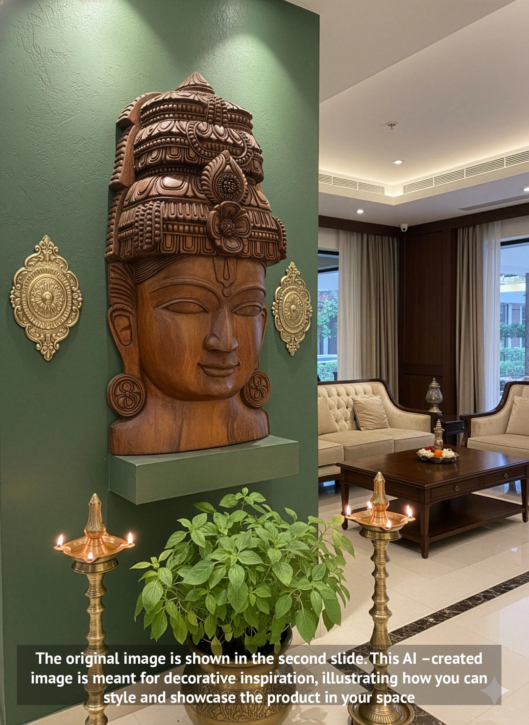 Wooden Lord Vishnu’s head wall mount