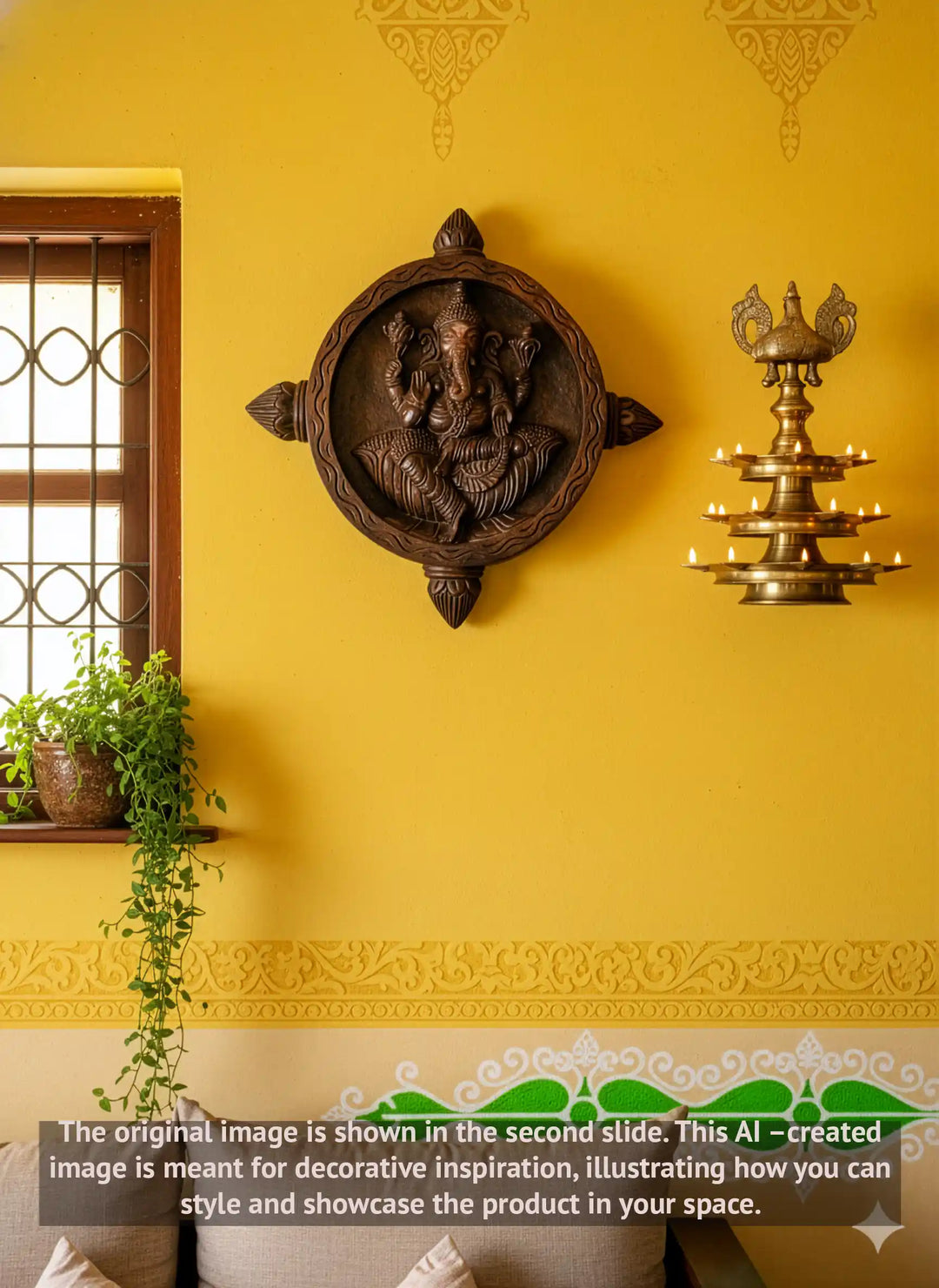 Lord Ganapathi wooden wall frame