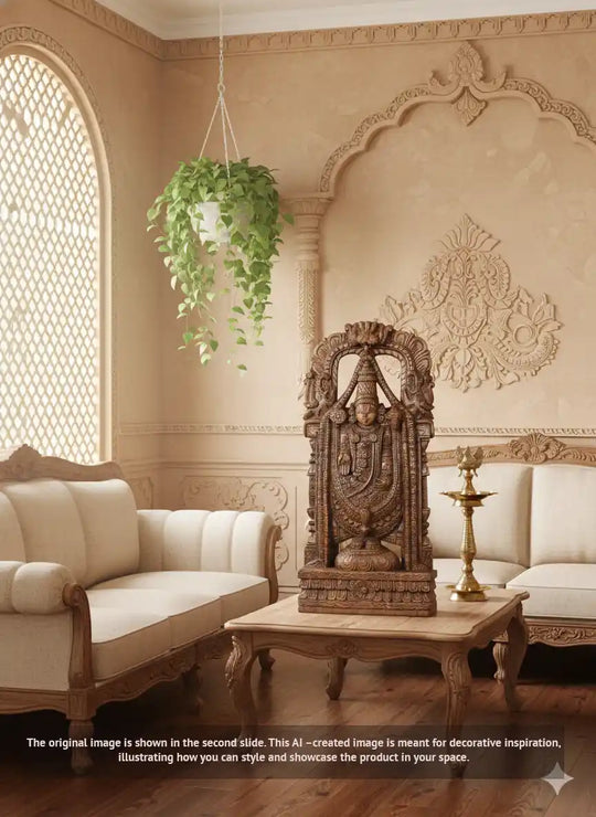 Wooden Lord Venkateswara sculpture