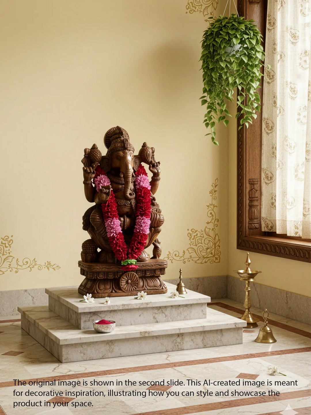 Wooden Lord Gajanana Ganesha statue