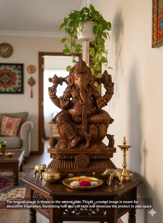 2ft Wooden Ganesh idol 