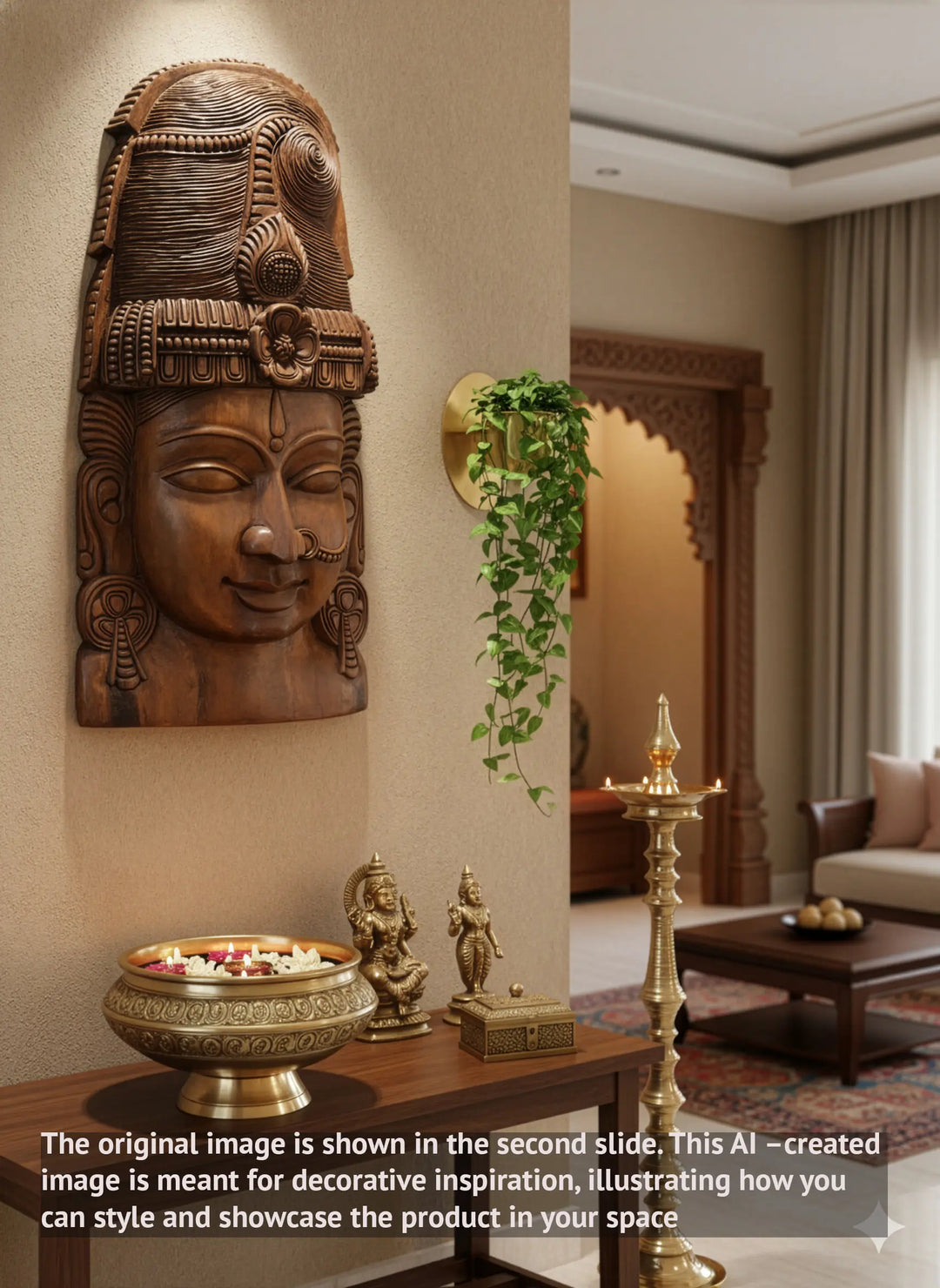 Goddess Lakshmi wooden wall mount