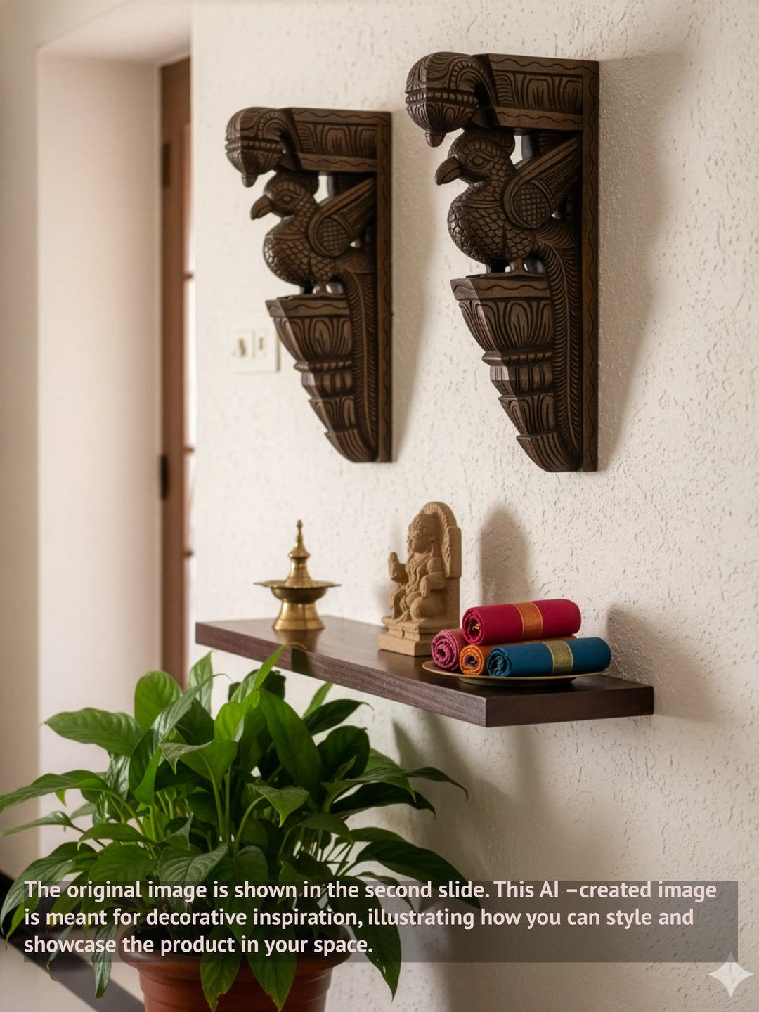 Peacock wooden wall brackets