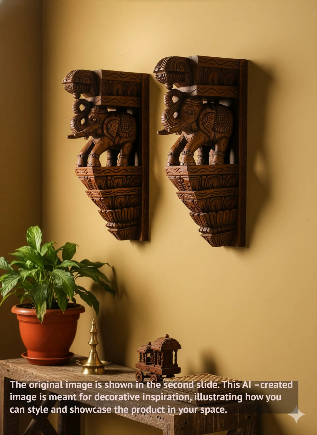 Wooden elephant wall brackets