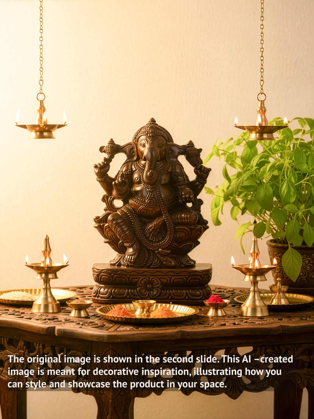 1Ft Wooden Ganesha idol