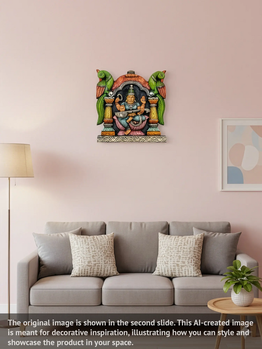Traditional Saraswathi Wall Hanging Sculpture for Home Decor 12"