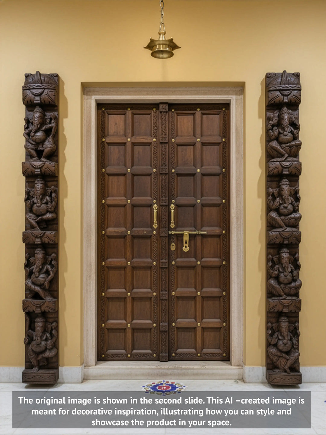 Wooden Ashta Ganesha paired panel