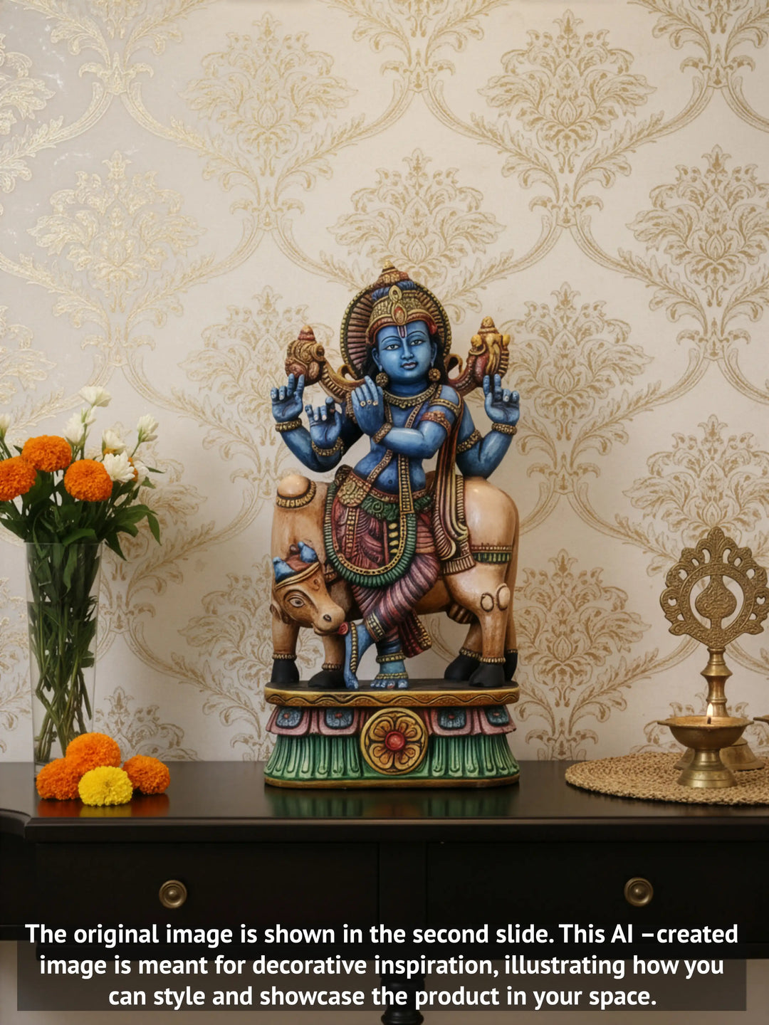 Wooden Gopala Krishna idol 