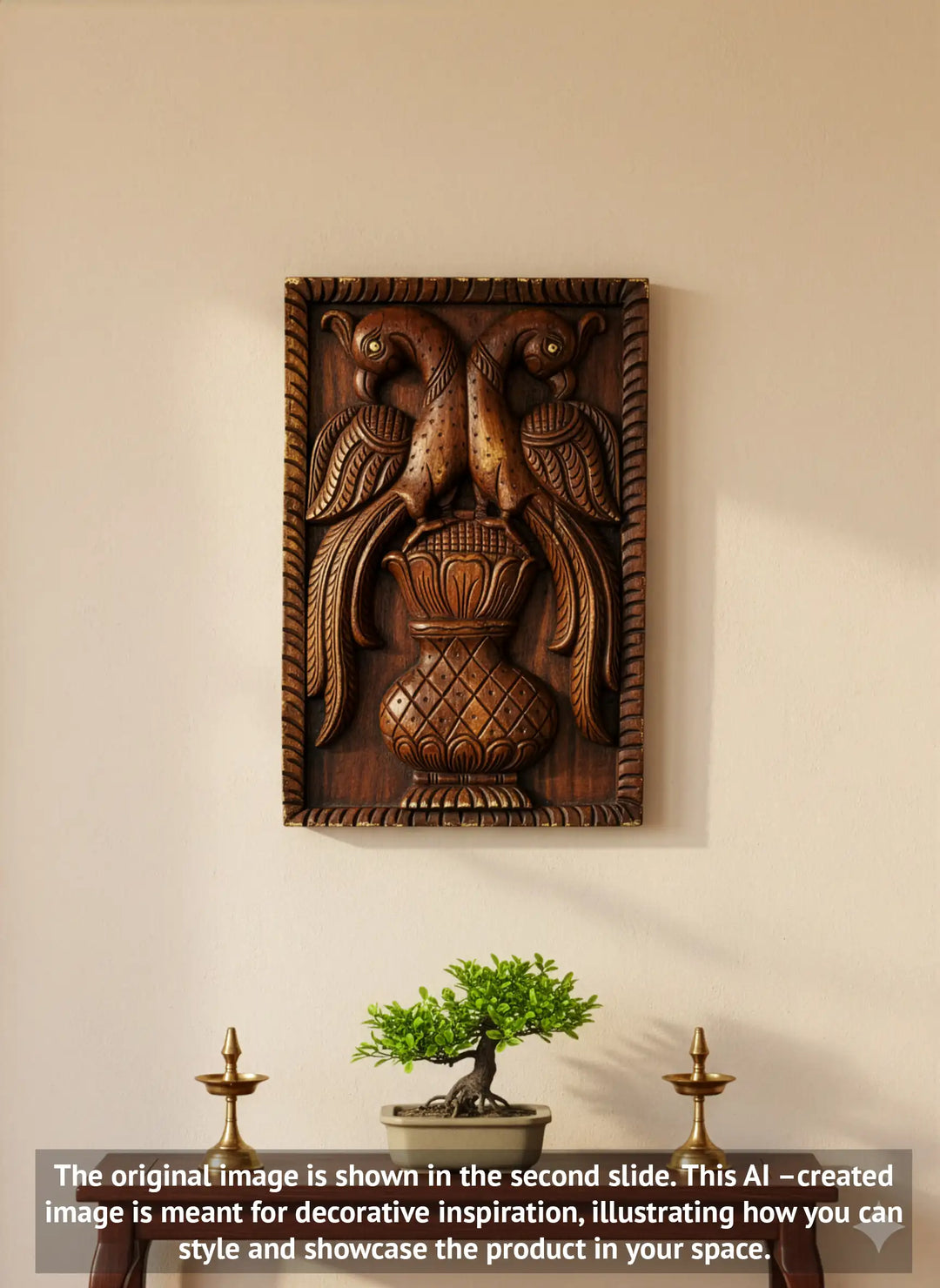 Wooden parrots wall frame