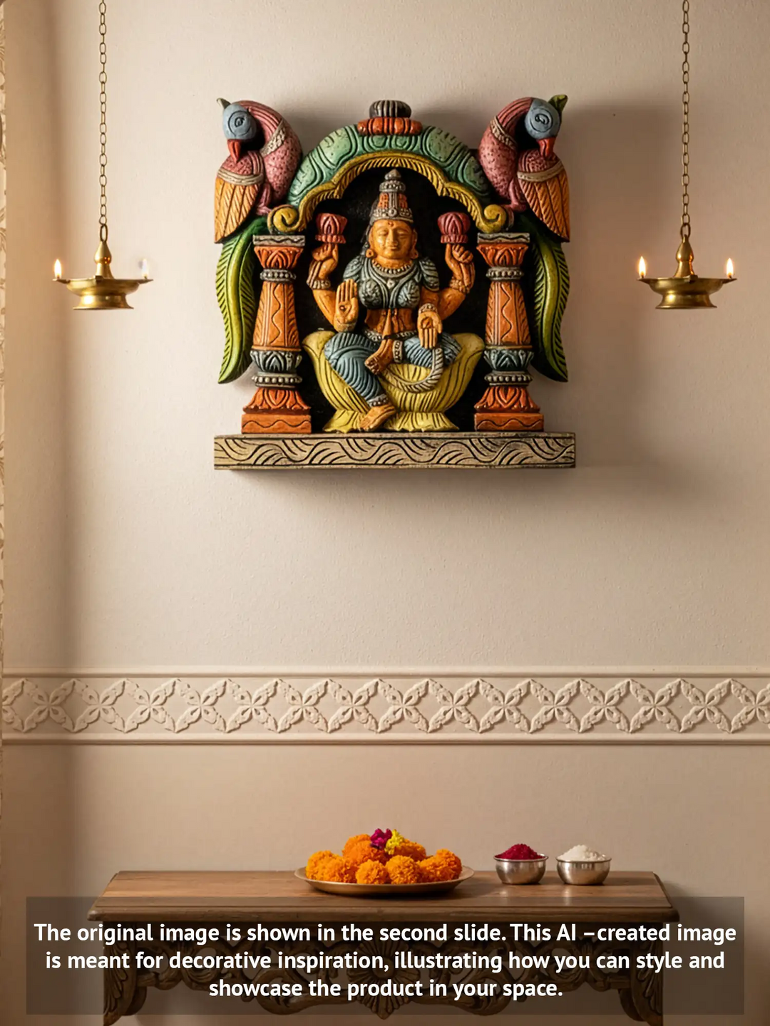 Wooden Goddess Lakshmi wall hanging