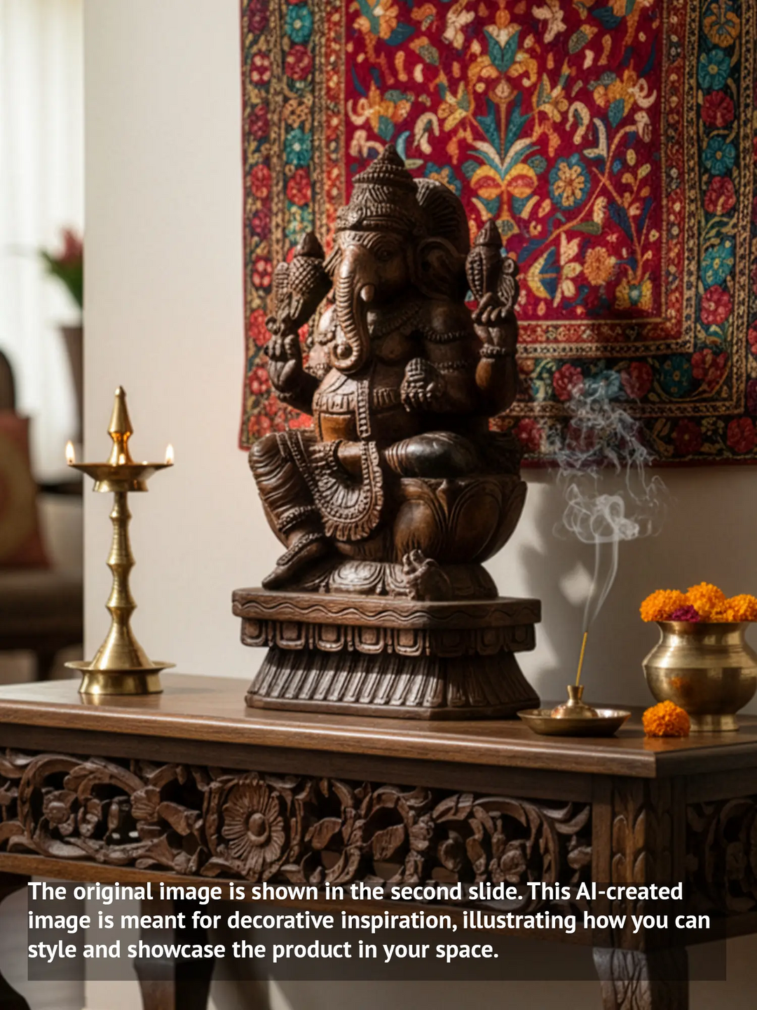 Wooden 1.5ft Lord Ganapathi idol