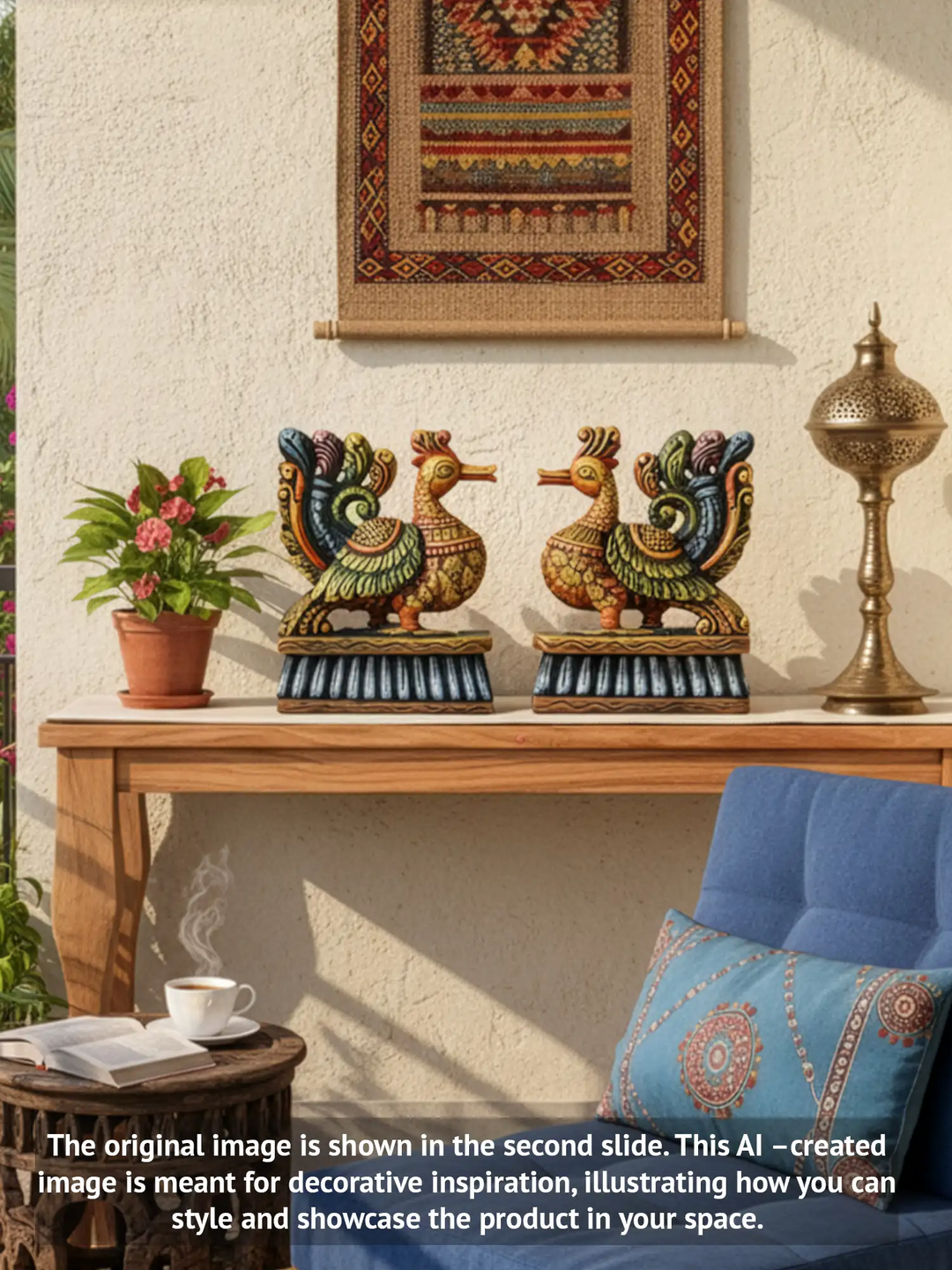 Hamsa pair of wooden birds
