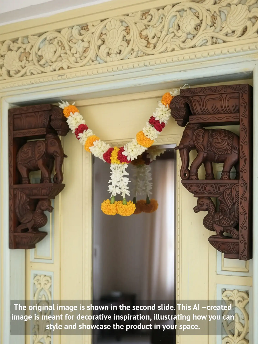 wooden elephant and hamsa brackets