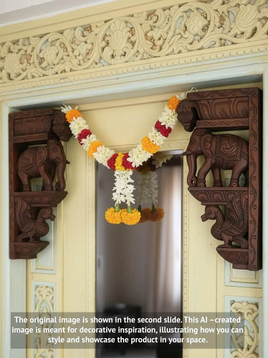 wooden elephant and hamsa brackets