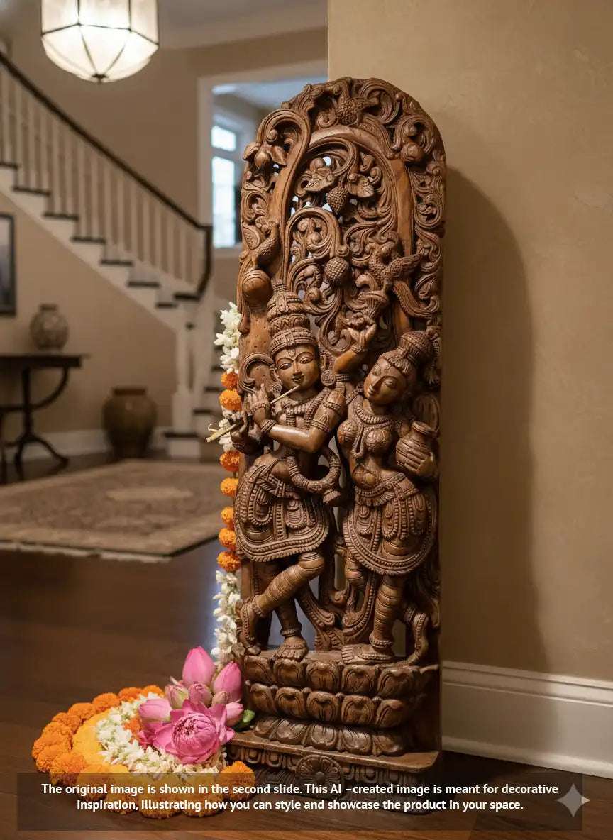 RadhaKrishna wooden jaliwork