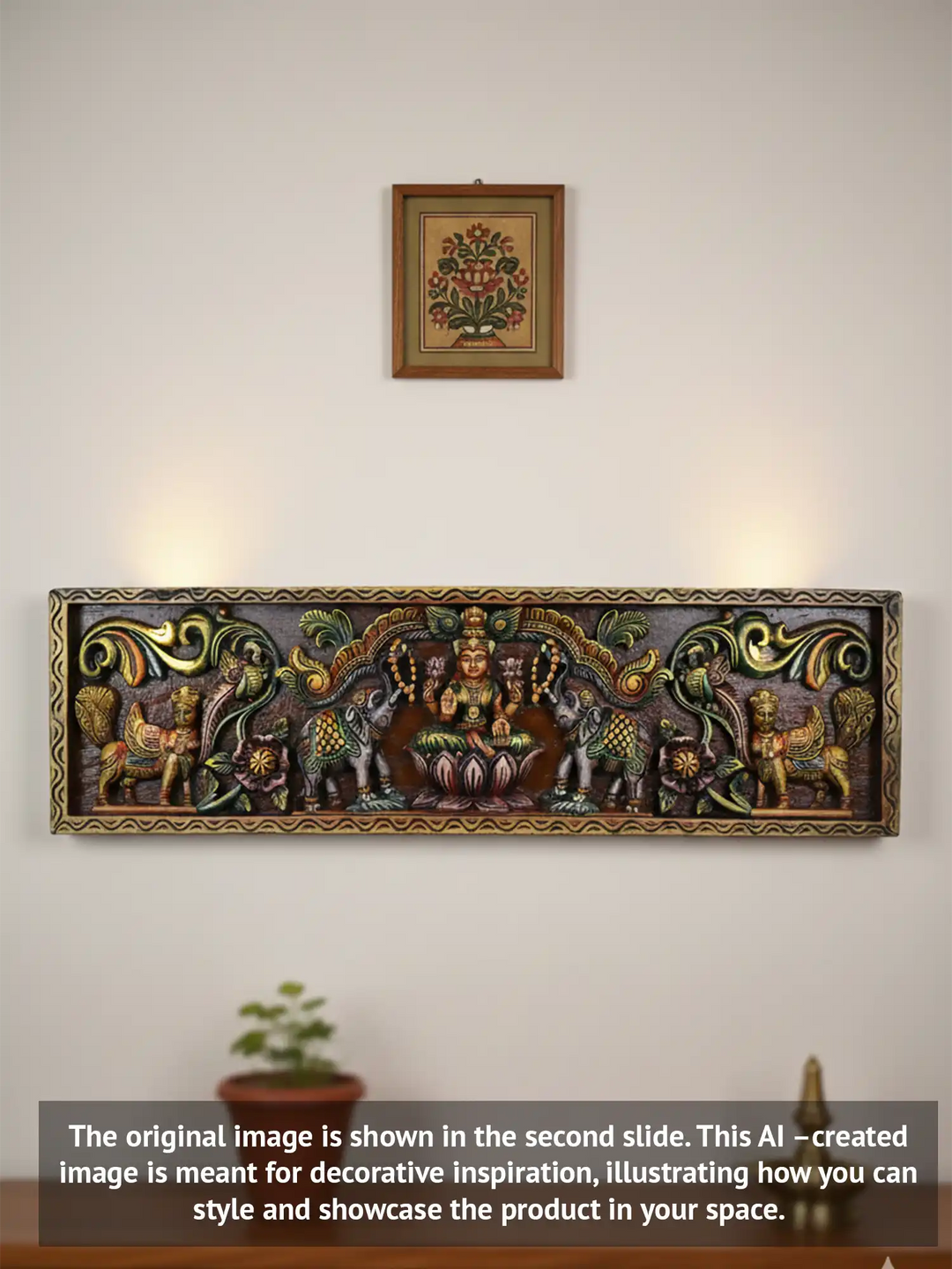 Gajalakshmi wooden panel