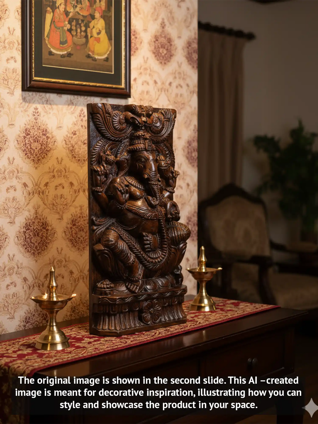 wooden lord ganesha idol