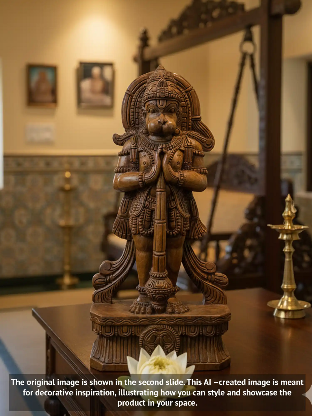 wooden hanuman sculpture
