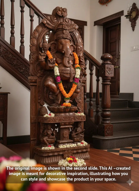 Wooden Nritya Ganapati jaliwork