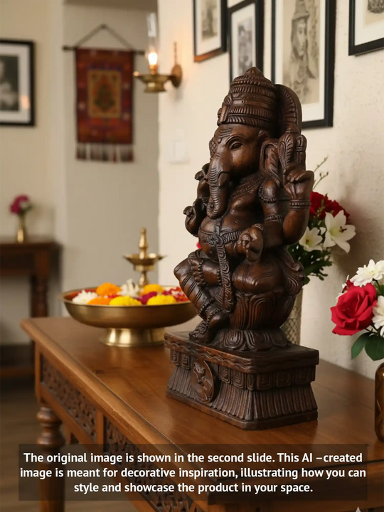 2ft wooden Lord Ganesh Idol
