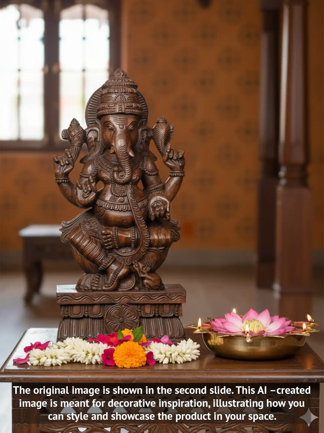  Lord Ganesha Wooden Idol 2Ft