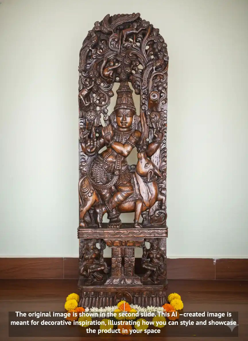 vaagai wooden Lord Krishna statue